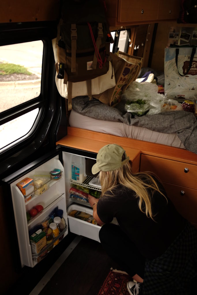 so we bought a van unloading a week of groceries into conversion fridge