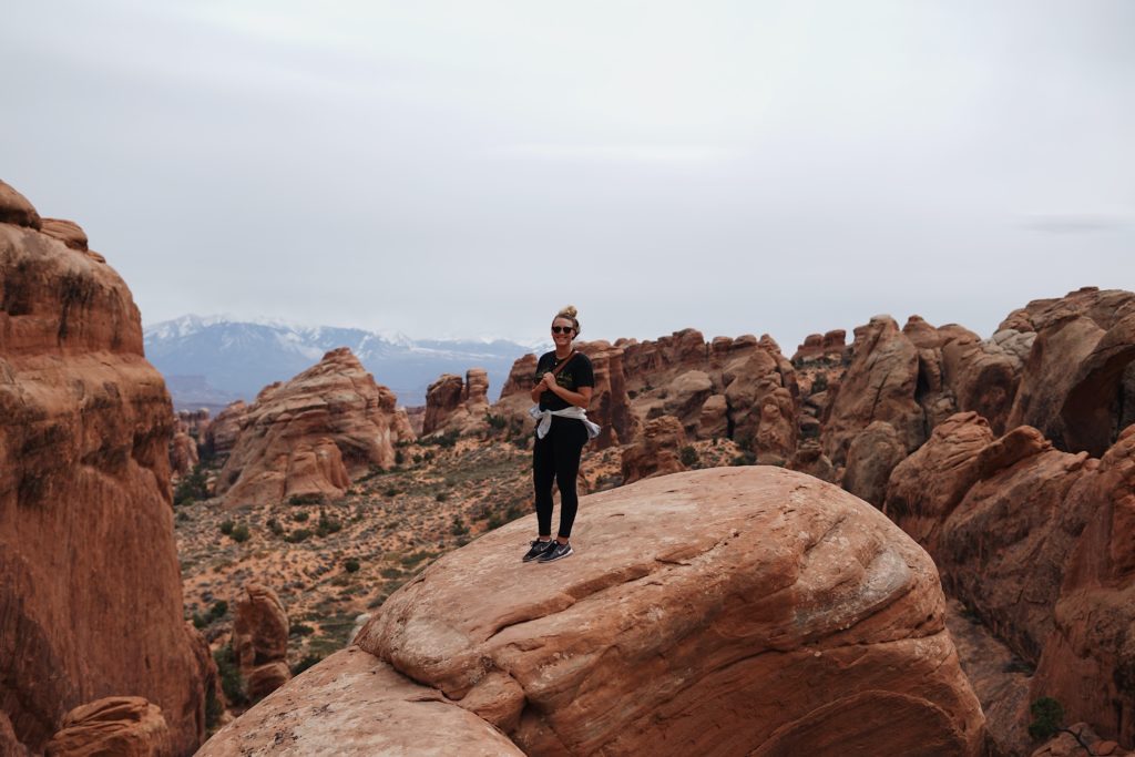 girl hiking in Moab Utah - visit by van